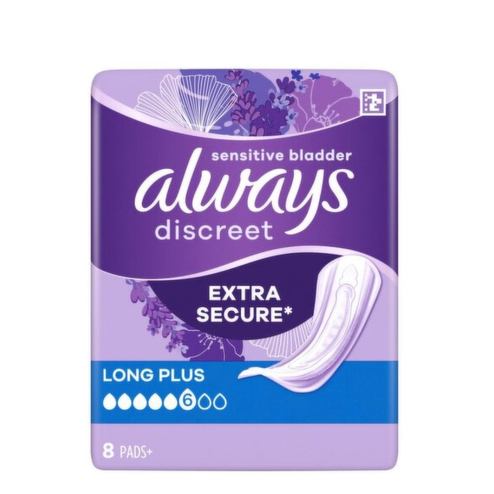 Always Discreet Incontinence Pads Plus Long 8 Pack