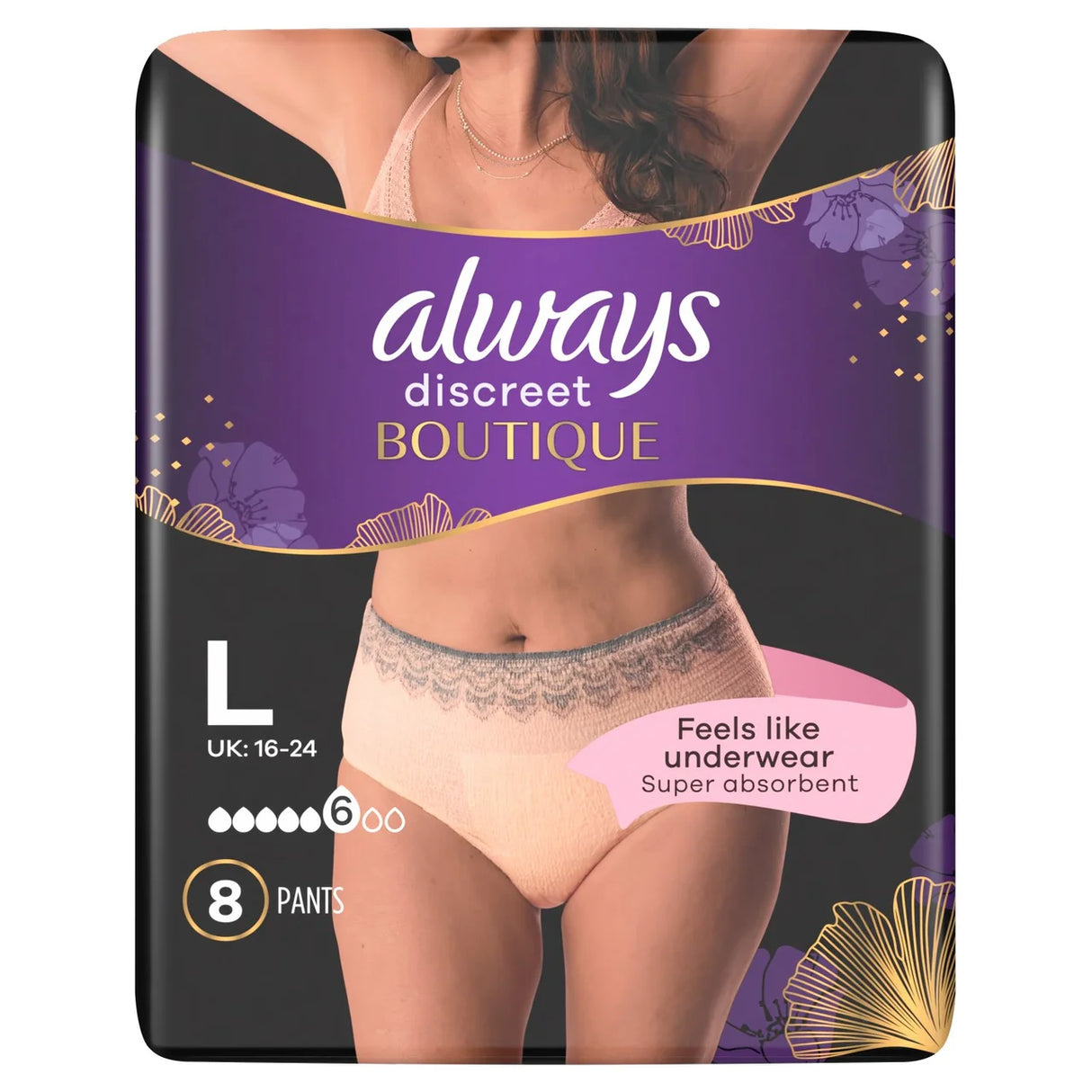 Always Discreet Boutique Incontinence Pants Large 8 Pack