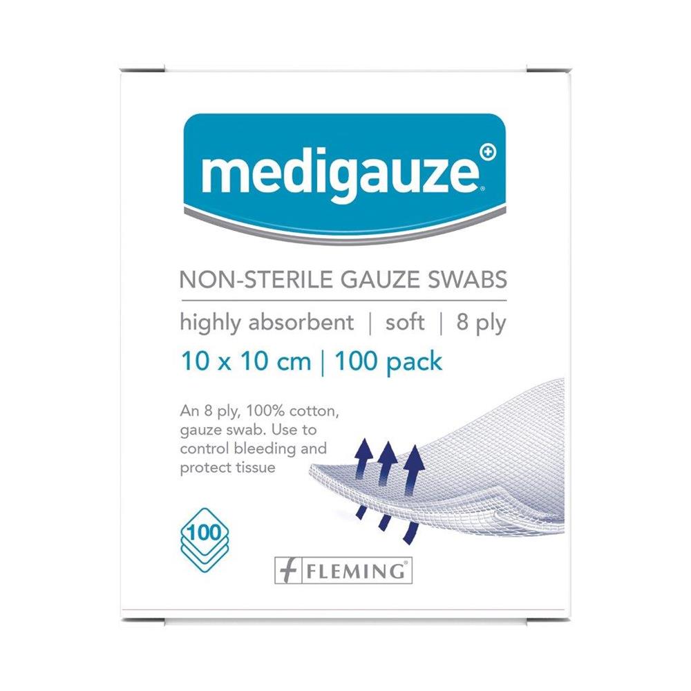 Medicare Medigauze Non-Sterile Gauze Swabs 8Ply 100 Pack