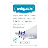 Medicare Medigauze Non-Sterile Gauze Swabs 8Ply 100 Pack