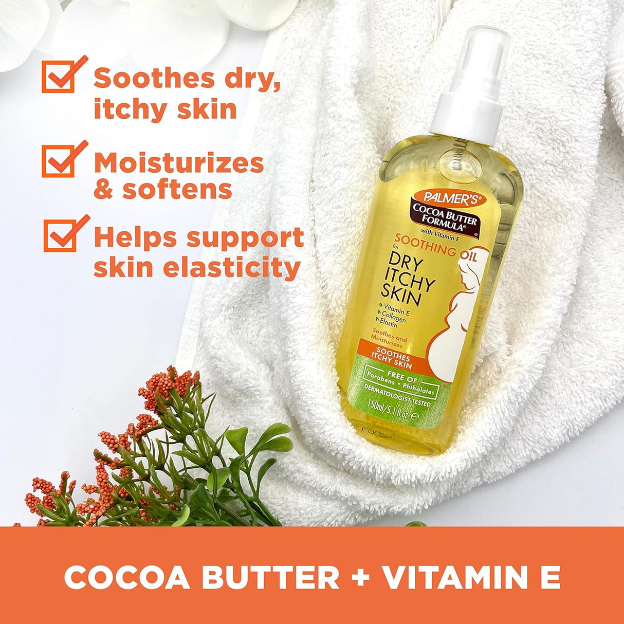 Palmers Cocoa Butter Soothing Oil for Dry Itchy Skin 150ml