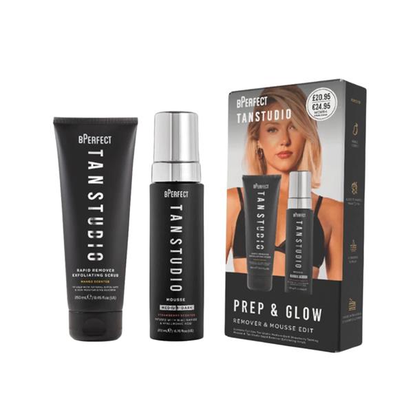 BPerfect Prep & Glow Tanning Gift Set – Exfoliating Scrub & Strawberry Tanning Mousse Duo