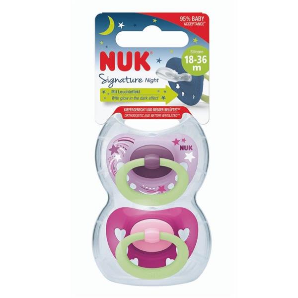 NUK-Signature-Glow-in-the-Dark-Soother-Size-3-(18-36m)-Girl