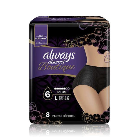 Always-Discreet-Boutique-Incontinence-Pants-Black-Large-9-Pack