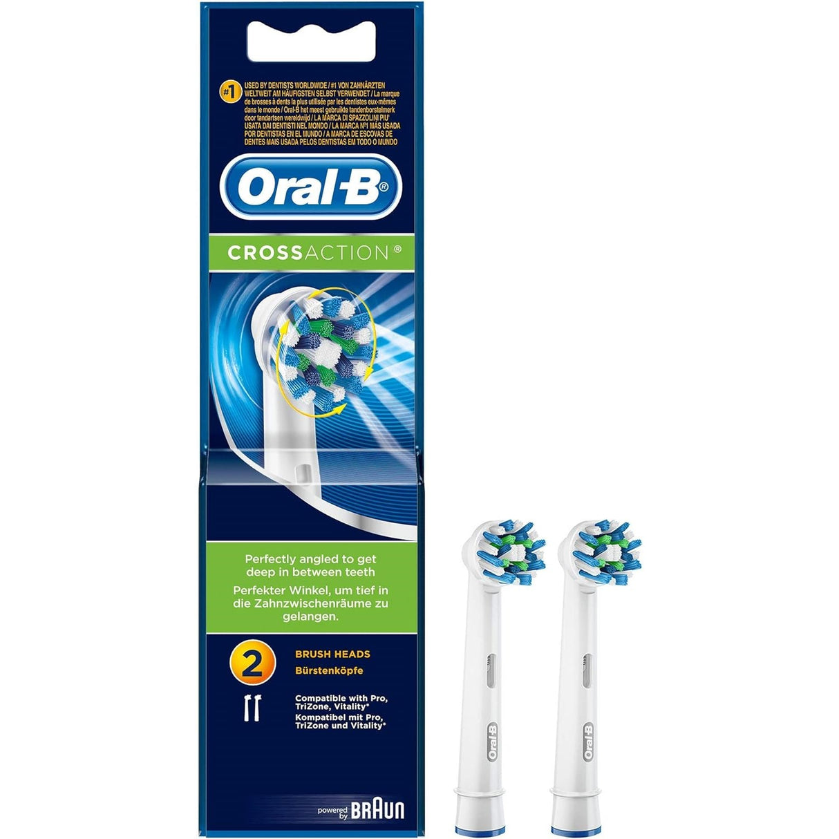 Oral B CrossAction Toothbrush Heads Pack of 2 Refills