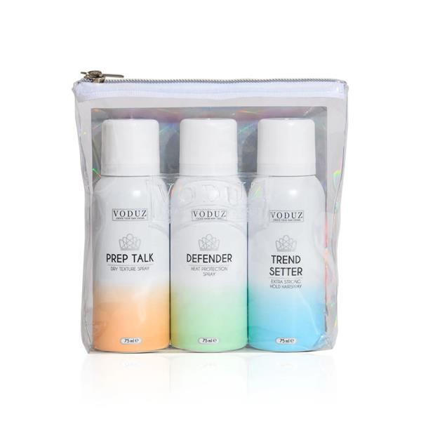 Voduz Jet, Set And Go Travel Aerosol Trio