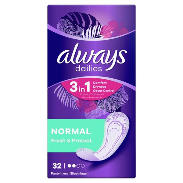 Always-Dailies-Fresh-Protect-Panty-Liners-Normal-32-Pack