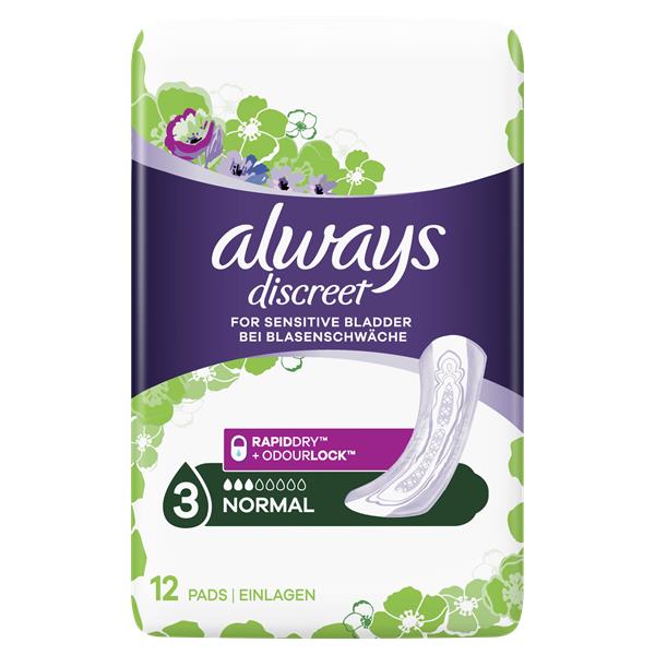 Always-Discreet-Incontinence-Pads-Normal-12-Pack