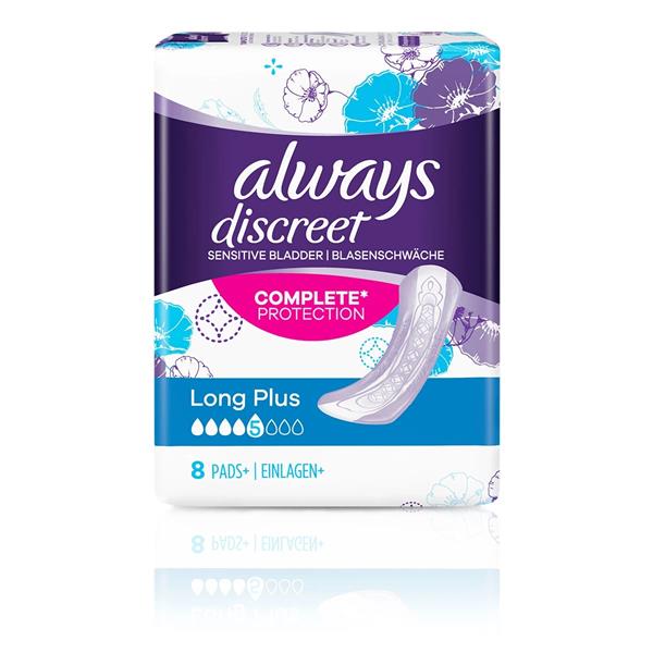 Always-Discreet-Incontinence-Pads-Long-Plus-8-Pack