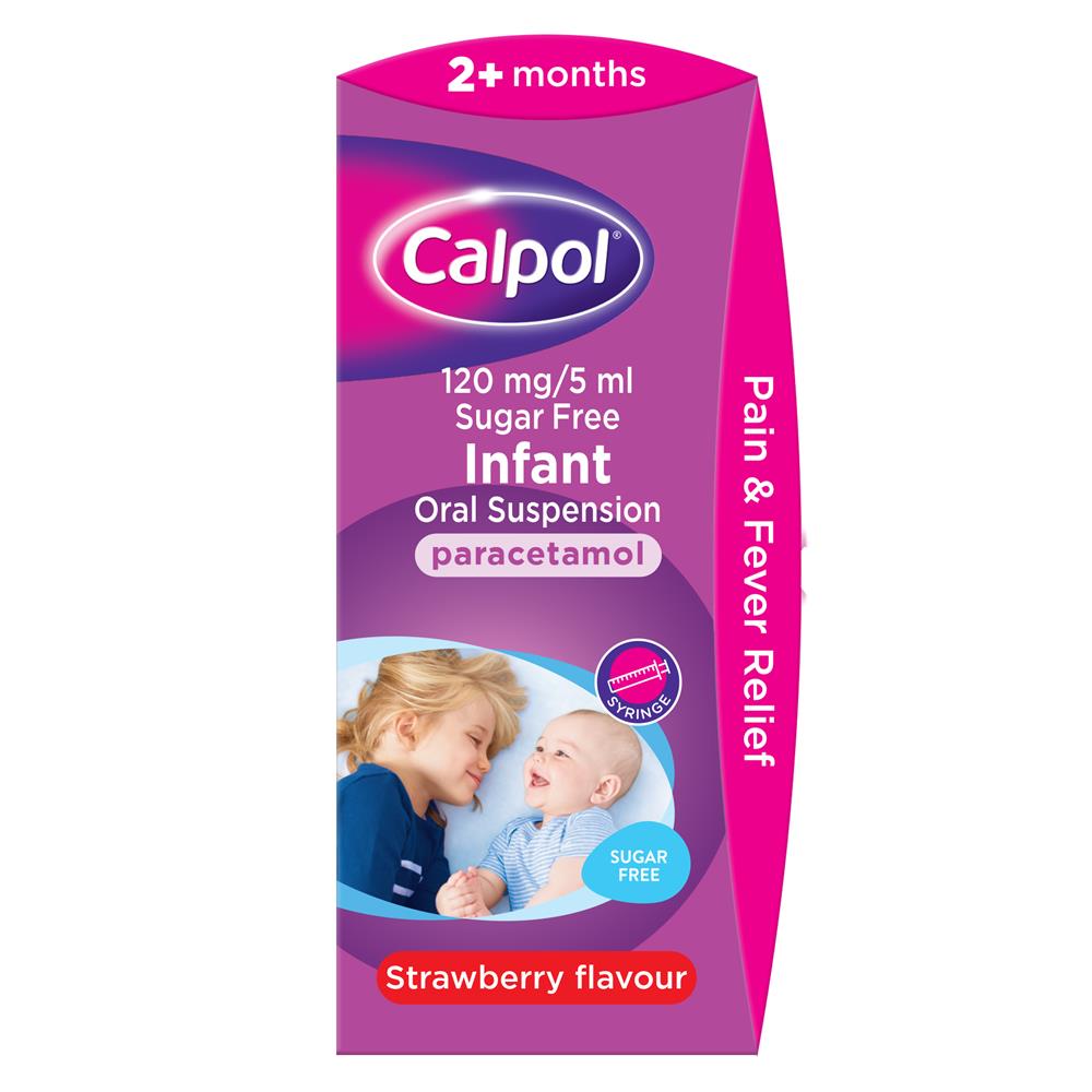 Calpol Infant Suspension Strawberry flavour Sugar Free 140ml