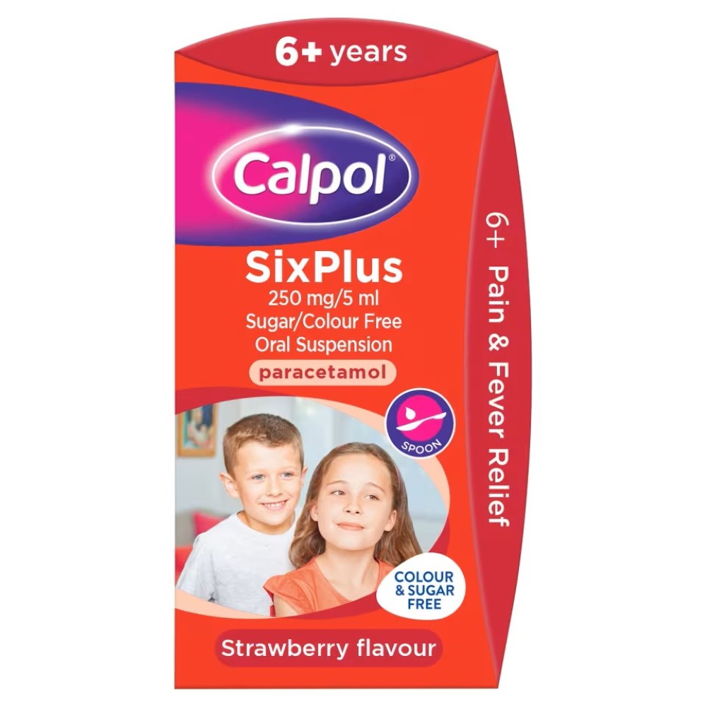 Calpol Sixplus Strawberry flavour Sugar Free 60ml