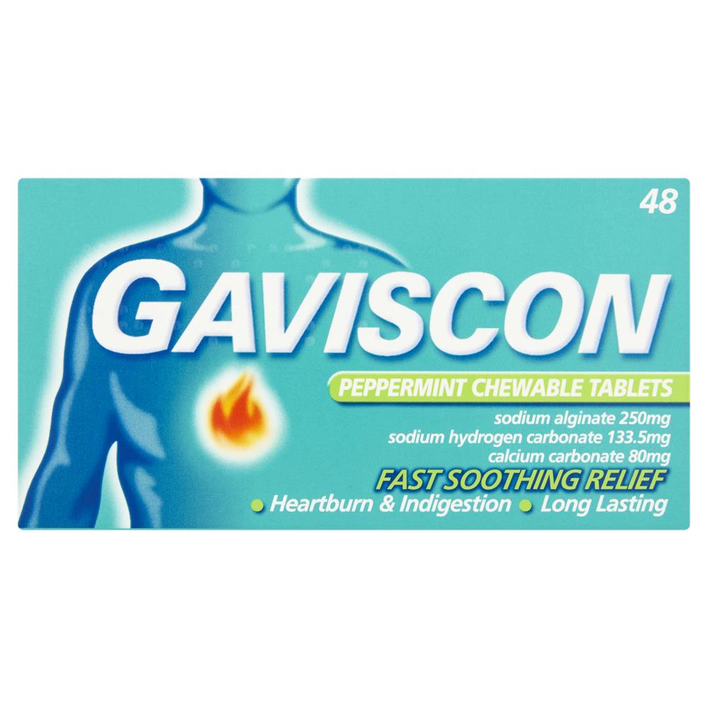 Gaviscon Peppermint 48 Chewable Tablets