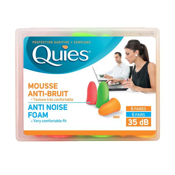 Quies-Foam-Earplugs-Multi-Color-6-Pairs