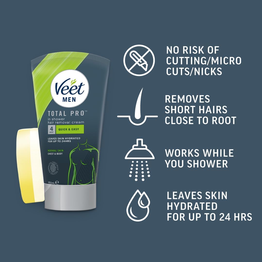 Veet Men Total Pro In Shower Hair Removal Cream 150ml