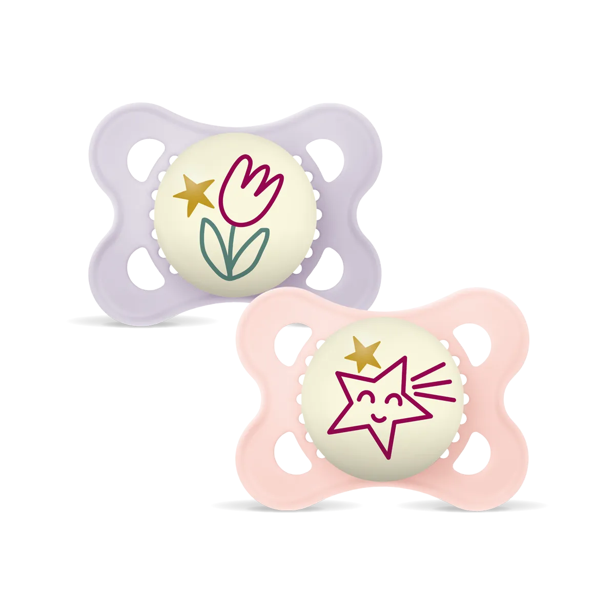 MAM Original Night Soother 2-6 Months 2 Pack (Varied Colours)