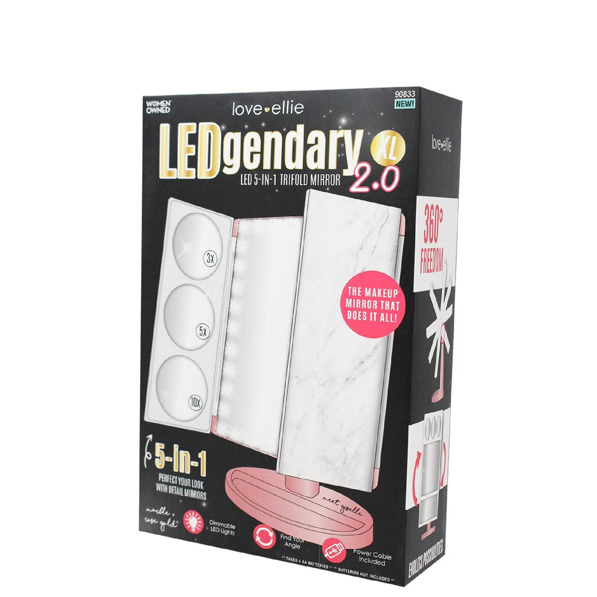 Onyx Love Ellie Giselle LED Trifold Makeup Mirror