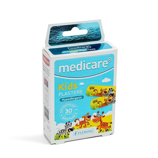 Medicare-Waterproof-Kids-Plasters-30-Pack-(Fun-Zoo)