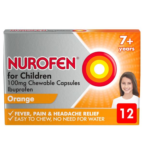 Nurofen For Children Orange 7+ Years 12 Chewable Capsules