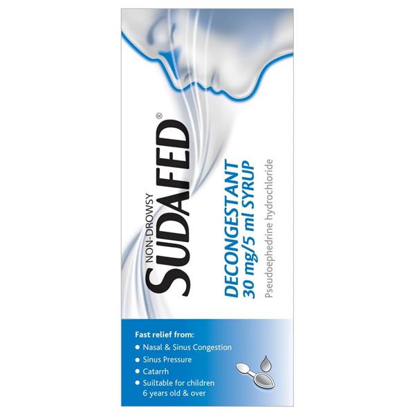 Sudafed Non-Drowsy Decongestant Syrup 100ml