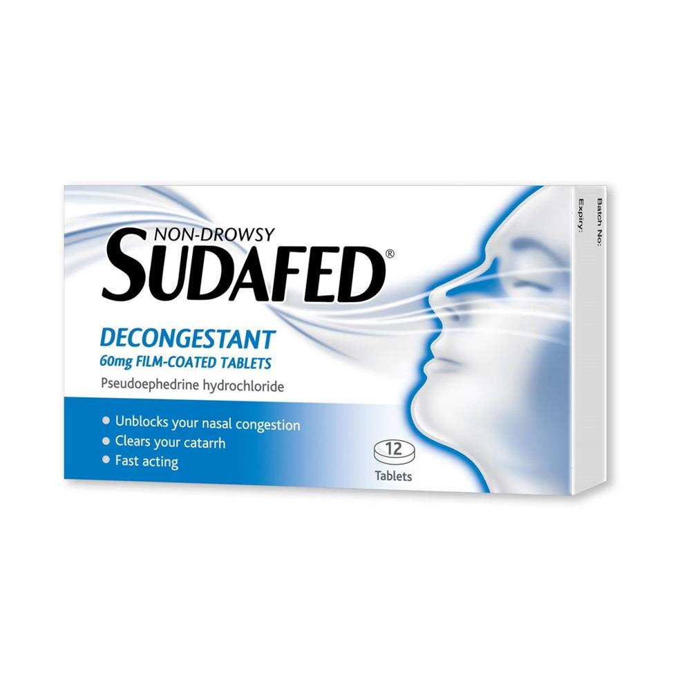 Sudafed Non-Drowsy Decongestant 12 Tablets