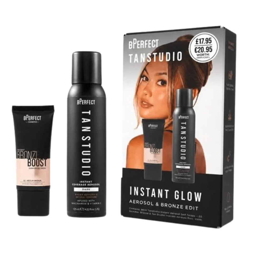BPerfect Instant Glow Set – Instant Aerosol Tan & Bronze Boost Gel Drops Duo